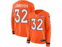 Women Nike Denver Broncos #32 Andy Janovich Limited Orange Therma Long Sleeve NFL Jersey