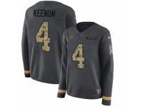 Women Nike Denver Broncos #4 Case Keenum Limited Black Salute to Service Therma Long Sleeve NFL Jersey