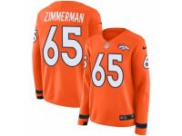 Women Nike Denver Broncos #65 Gary Zimmerman Limited Orange Therma Long Sleeve NFL Jersey