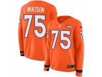 Women Nike Denver Broncos #75 Menelik Watson Limited Orange Therma Long Sleeve NFL Jersey