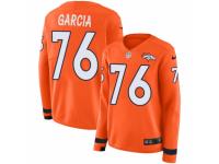 Women Nike Denver Broncos #76 Max Garcia Limited Orange Therma Long Sleeve NFL Jersey