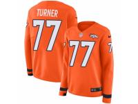 Women Nike Denver Broncos #77 Billy Turner Limited Orange Therma Long Sleeve NFL Jersey