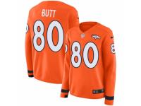 Women Nike Denver Broncos #80 Jake Butt Limited Orange Therma Long Sleeve NFL Jersey