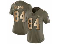 Women Nike Denver Broncos #84 Shannon Sharpe Limited Olive/Gold 2017 Salute to Service NFL Jersey