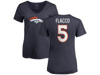 Women's Denver Broncos Joe Flacco NFL Pro Line Navy Name & Number Logo T-Shirt