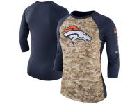 Women's Denver Broncos Nike Camo Navy Salute to Service Legend Three-Quarter Raglan Sleeve T-Shir