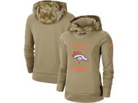 Women's Denver Broncos Nike Khaki 2019 Salute to Service Therma Pullover Hoodie