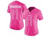 Women's Nike Denver Broncos #11 Carlos Henderson Limited Pink Rush Fashion NFL Jersey