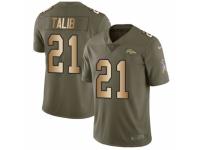 Youth Nike Denver Broncos #21 Aqib Talib Limited Olive/Gold 2017 Salute to Service NFL Jersey