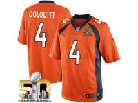 Youth Nike Denver Broncos #4 Britton Colquitt Limited Orange Team Color Super Bowl L NFL Jersey