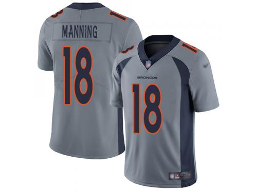 #18 Limited Peyton Manning Silver Football Youth Jersey Denver Broncos Inverted Legend