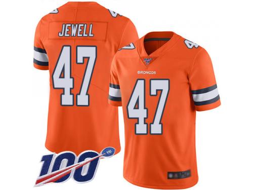 #47 Limited Josey Jewell Orange Football Men's Jersey Denver Broncos Rush Vapor Untouchable 100th Season