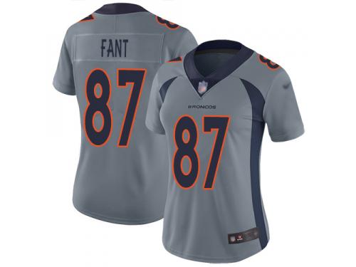 #87 Limited Noah Fant Silver Football Women's Jersey Denver Broncos Inverted Legend