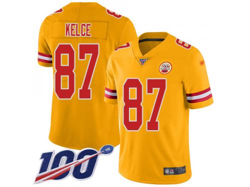 #87 Limited Travis Kelce Gold Football Men's Jersey Kansas City Chiefs Inve