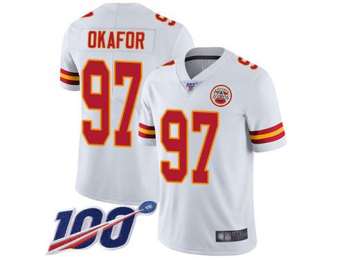 #97 Limited Alex Okafor White Football Road Youth Jersey Kansas City Chiefs Vapor Untouchable 100th Season