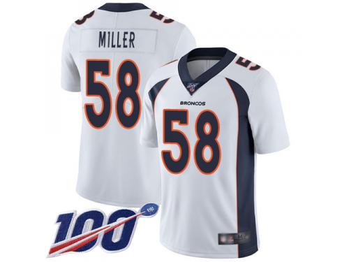 Broncos #58 Von Miller White Men's Stitched Football 100th Season Vapor Limited Jersey