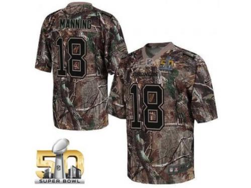 Elite Peyton Manning Men Jersey - Denver Broncos #18 Realtree Camo Super Bowl 50 Bound Nike NFL