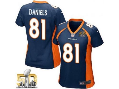Game Owen Daniels WoMen Jersey - Denver Broncos #81 Alternate Navy Blue Super Bowl 50 Bound Nike NFL