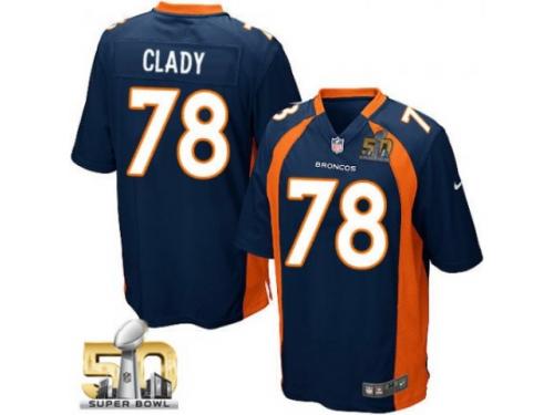 Game Ryan Clady Youth Jersey - Denver Broncos #78 Alternate Navy Blue Super Bowl 50 Bound Nike NFL