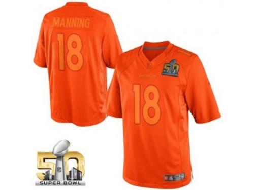 Limited Peyton Manning Men Jersey - Denver Broncos #18 Drenched Orange Super Bowl 50 Bound Nike NFL