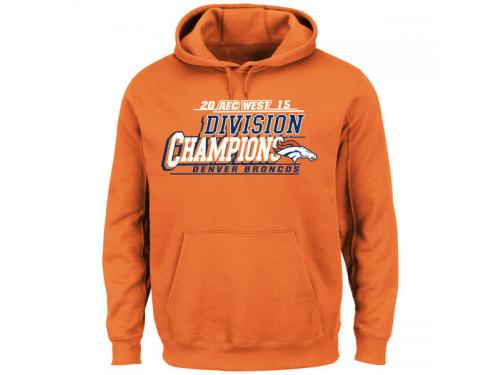 Men Denver Broncos Majestic Orange 2015 AFC West Division Champions Pullover Hoodie