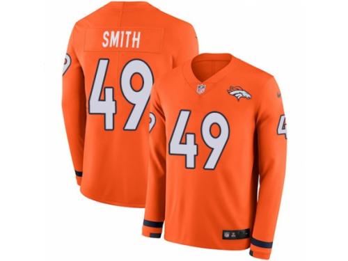 Men Nike Denver Broncos #49 Dennis Smith Limited Orange Therma Long Sleeve NFL Jersey