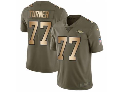 Men Nike Denver Broncos #77 Billy Turner Limited Olive/Gold 2017 Salute to Service NFL Jersey