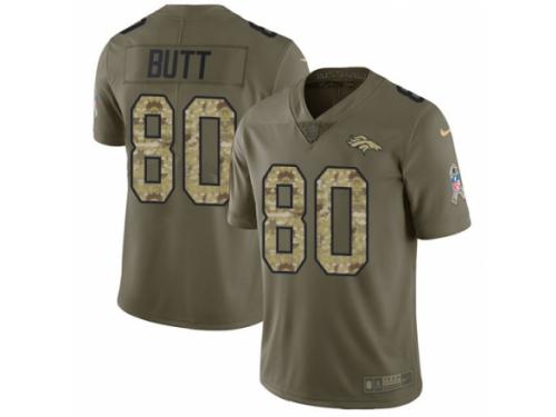 Men Nike Denver Broncos #80 Jake Butt Limited Olive/Camo 2017 Salute to Service NFL Jersey