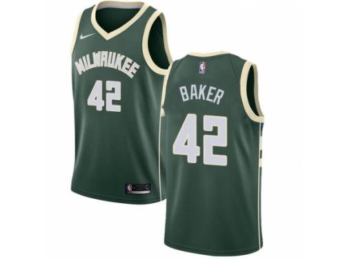 Men Nike Milwaukee Bucks #42 Vin Baker Green Road NBA Jersey - Icon Editio