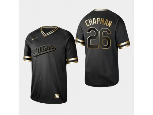 Men's Athletics 2019 Black Golden Edition Matt Chapman V-Neck Stitched Jersey