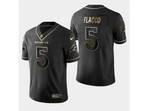 Men's Denver Broncos #5 Joe Flacco Golden Edition Vapor Untouchable Limited Jersey - Black