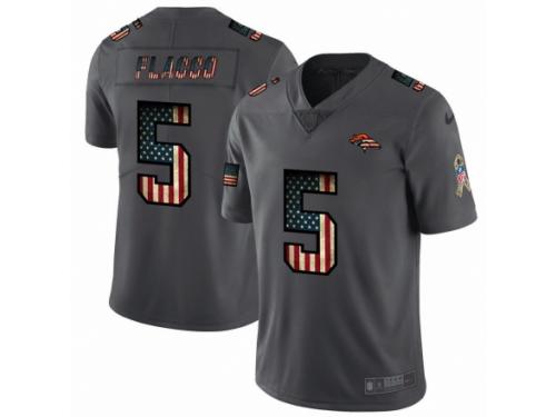 Men's Denver Broncos #5 Joe Flacco Limited Black USA Flag 2019 Salute To Service Football Jersey