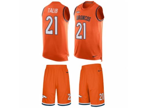 Men's Nike Denver Broncos #21 Aqib Talib Orange Tank Top Suit NFL Jersey