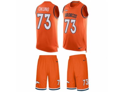 Men's Nike Denver Broncos #73 Russell Okung Orange Tank Top Suit NFL Jersey