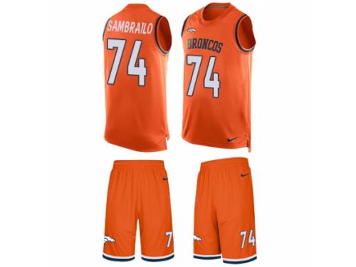Men's Nike Denver Broncos #74 Ty Sambrailo Orange Tank Top Suit NFL Jersey