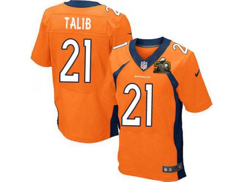 Super Bowl 50 Men Nike NFL Denver Broncos #21 Aqib Talib Authentic Elite Home Orange Jersey