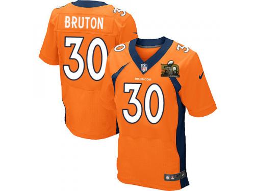 Super Bowl 50 Men Nike NFL Denver Broncos #30 David Bruton Authentic Elite Home Orange Jersey