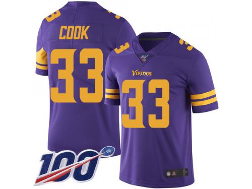 Vikings #33 Dalvin Cook Purple Men's Stitched Football Limited Rush 100th Season Jersey