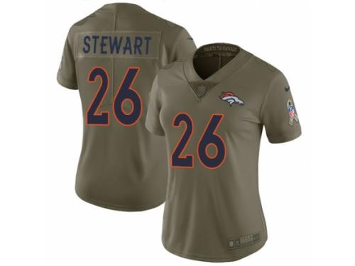 Women Nike Denver Broncos #26 Darian Stewart Limited Olive 2017 Salute to Service NFL Jersey