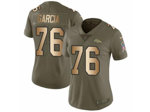 Women Nike Denver Broncos #76 Max Garcia Limited Olive/Gold 2017 Salute to Service NFL Jersey