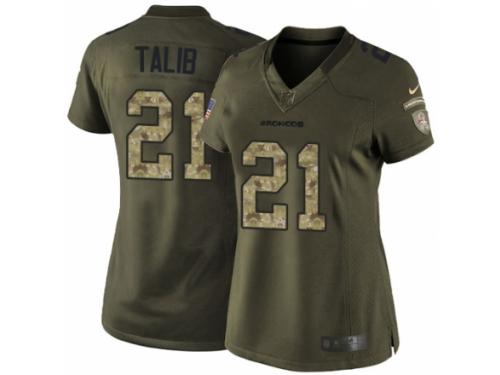 Women's Nike Denver Broncos #21 Aqib Talib Limited Green Salute to Service NFL Jersey
