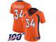 #34 Limited Will Parks Orange Football Home Women's Jersey Denver Broncos Vapor Untouchable 100th Season