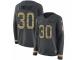 Women Nike Denver Broncos #30 Phillip Lindsay Limited Black Salute to Service Therma Long Sleeve NFL Jersey